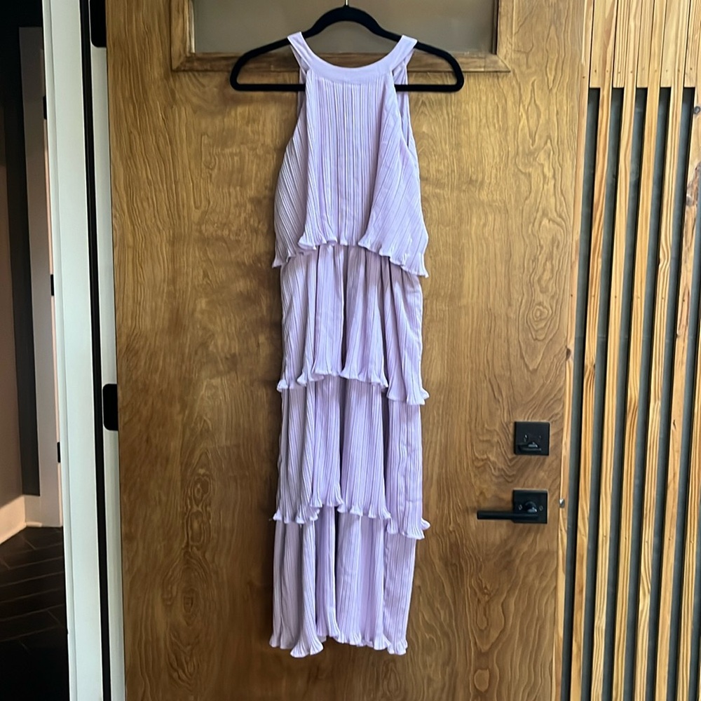 Summer Sleeveless Halter Neck Ruffle Tierd Layered Chifon Flowy Midi Dress